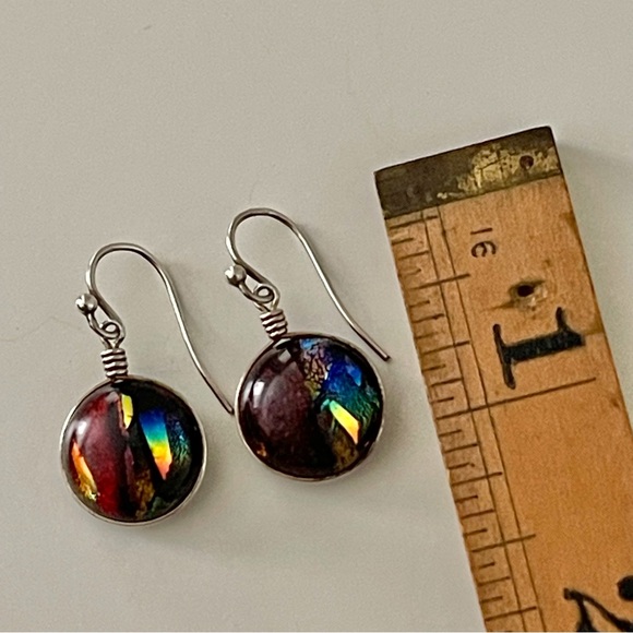 Diachronic Glass “Dragon’s Eye” Drop Earrings - Picture 7 of 8